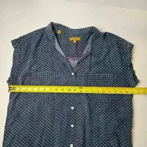 Jachs Girlfriend Tencel Blouse Women's Medium Navy With White Polkadot - Picture 4 of 7